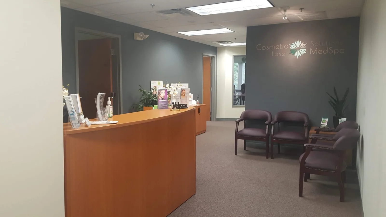 Reception at the Cosmetic Laser Solutions MedSpa office in Stoneham